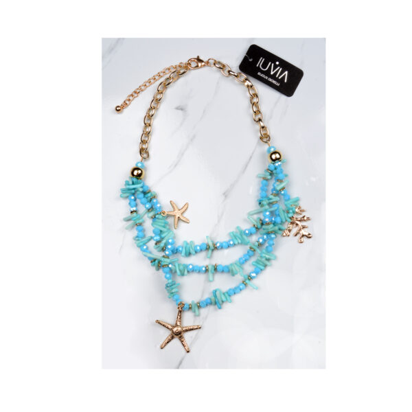 Κολιέ με αλυσίδα και κοράλια – ΜΠΛΕ
