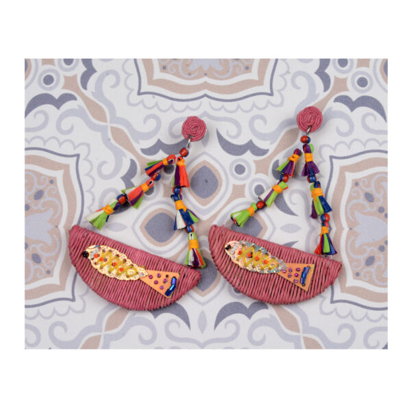 Ψάθινα σκουλαρίκια με ψαράκι