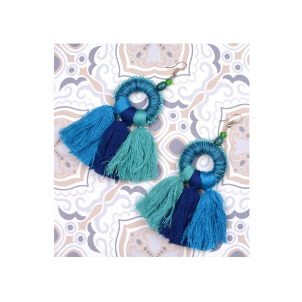 Κρεμαστά σκουλαρίκια από χάντρες και κλωστή